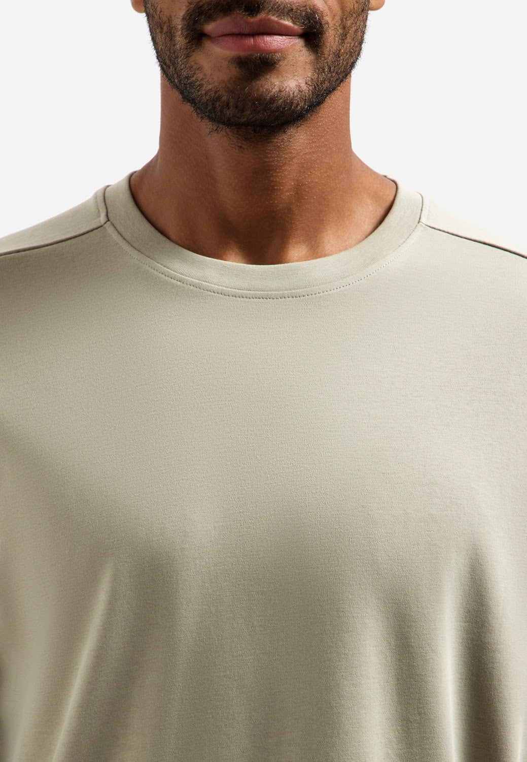 No Excess Relaxed Fit Solid Crew Neck Tee in Taupe
