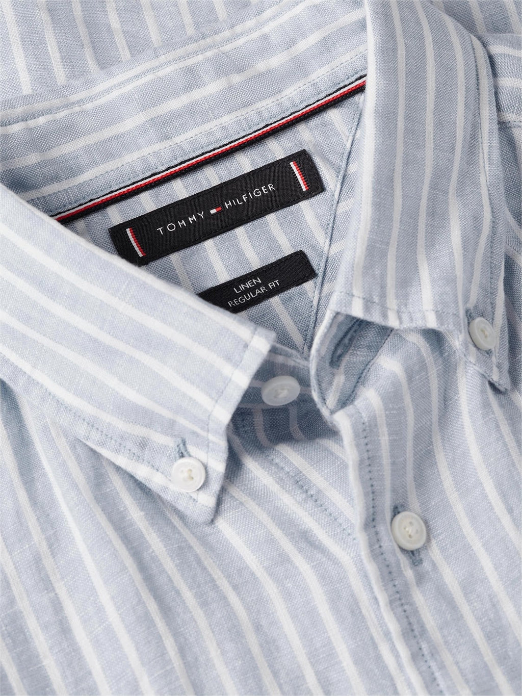 Tommy Hilfiger Linen Bengal Stripe Long Sleeve Shirt in Cloudy Blue