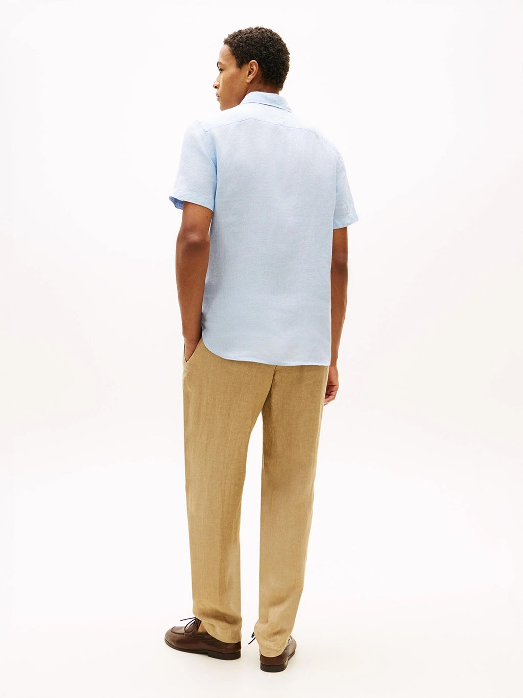 Tommy Hilfiger 100% Linen Short Sleeve Shirt in Breezy Blue
