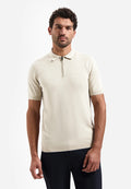 No Excess Zip Neck Knit Polo in Desert