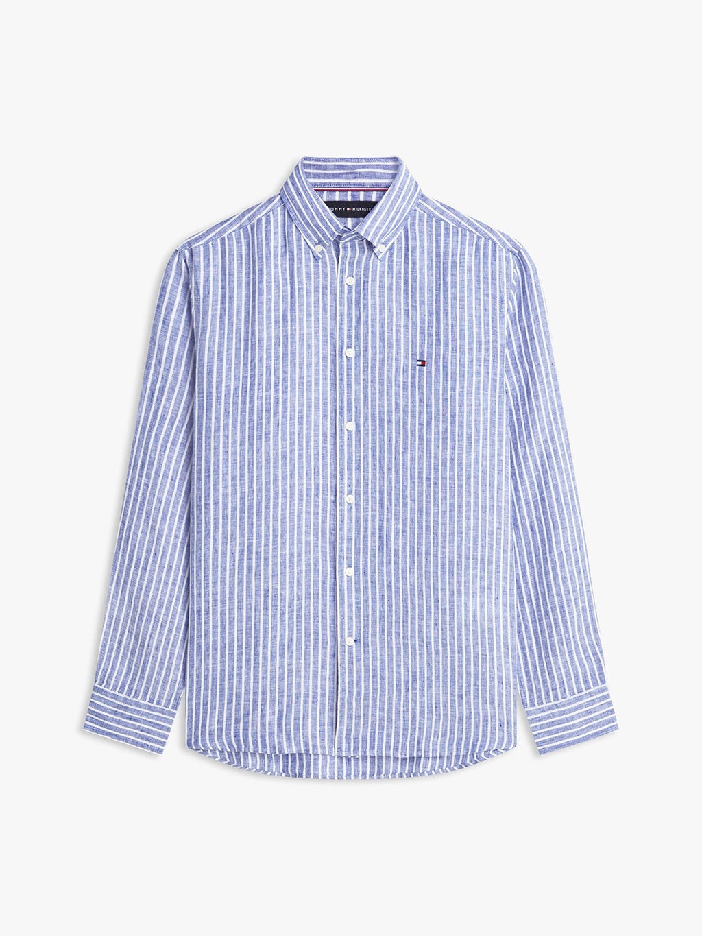 Tommy Hilfiger Linen Bengal Stripe Long Sleeve Shirt in Wedge Blue