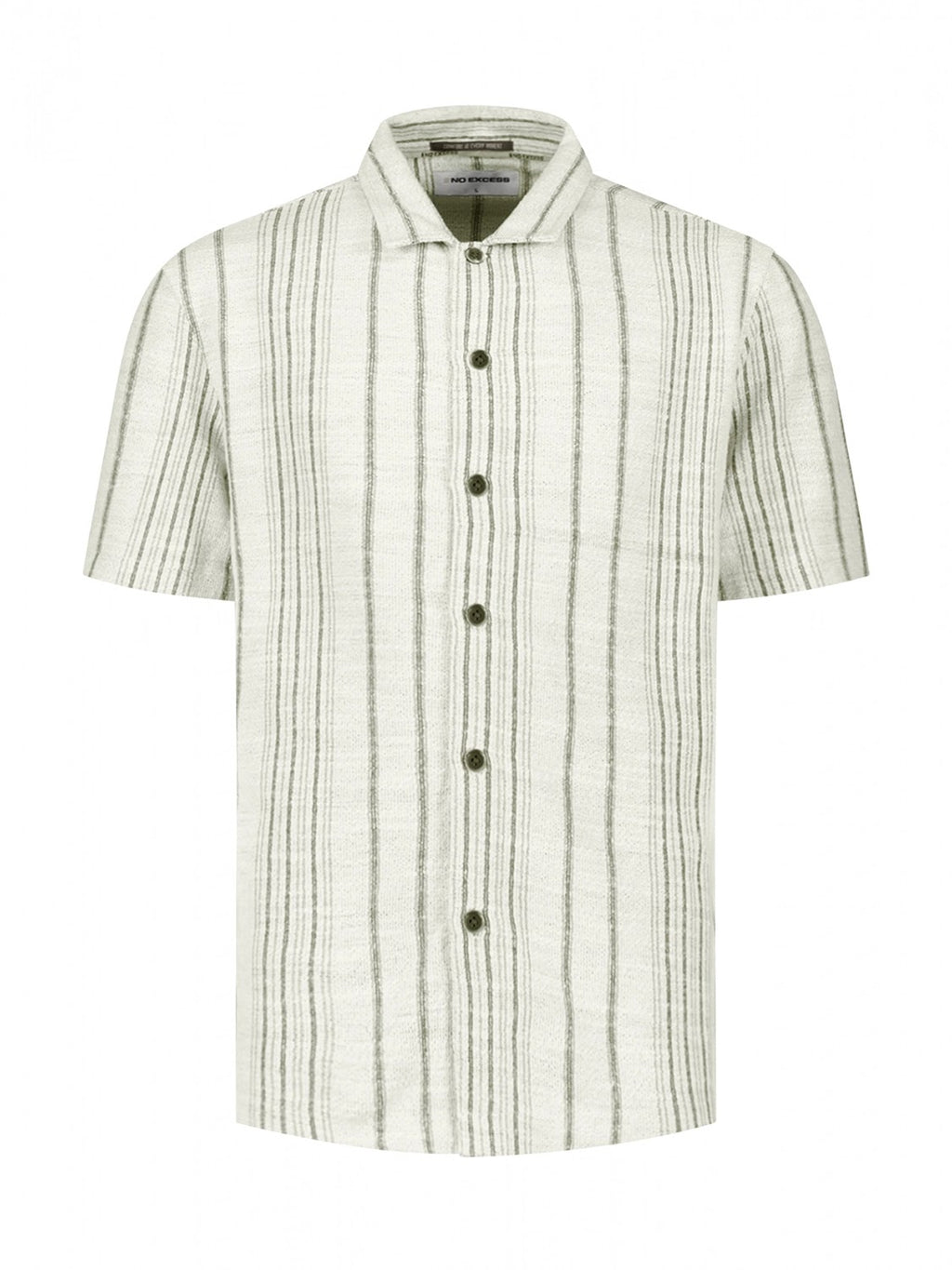No Excess Soft Cotton Textured Stripe Short Sleeve Shirt in Desert