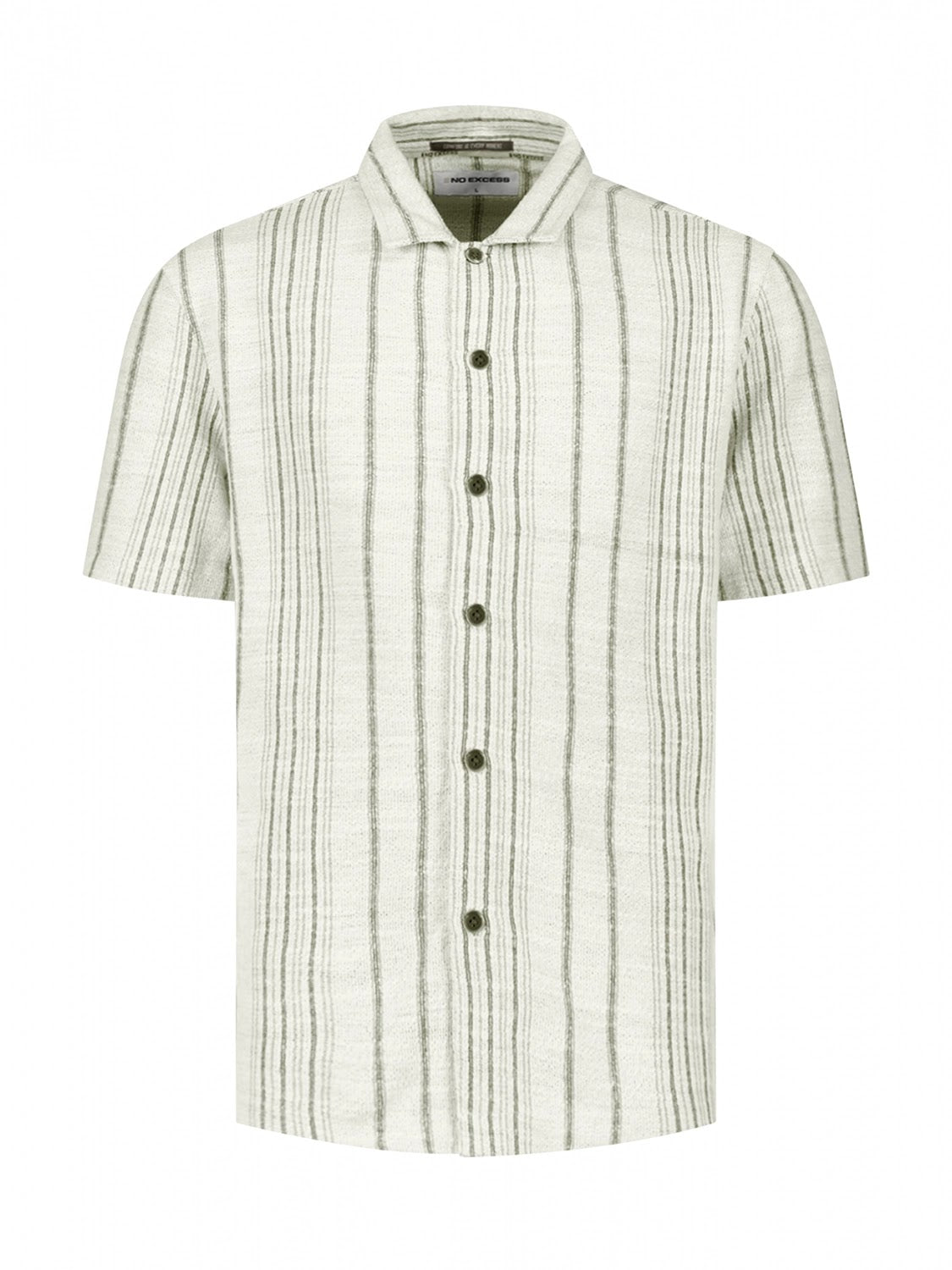 No Excess Soft Cotton Textured Stripe Short Sleeve Shirt in Desert