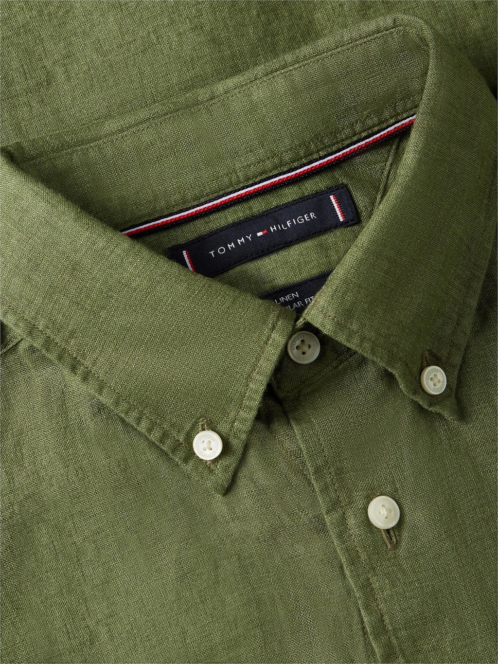 Tommy Hilfiger 100% Linen Short Sleeve Shirt in Dark Artichoke