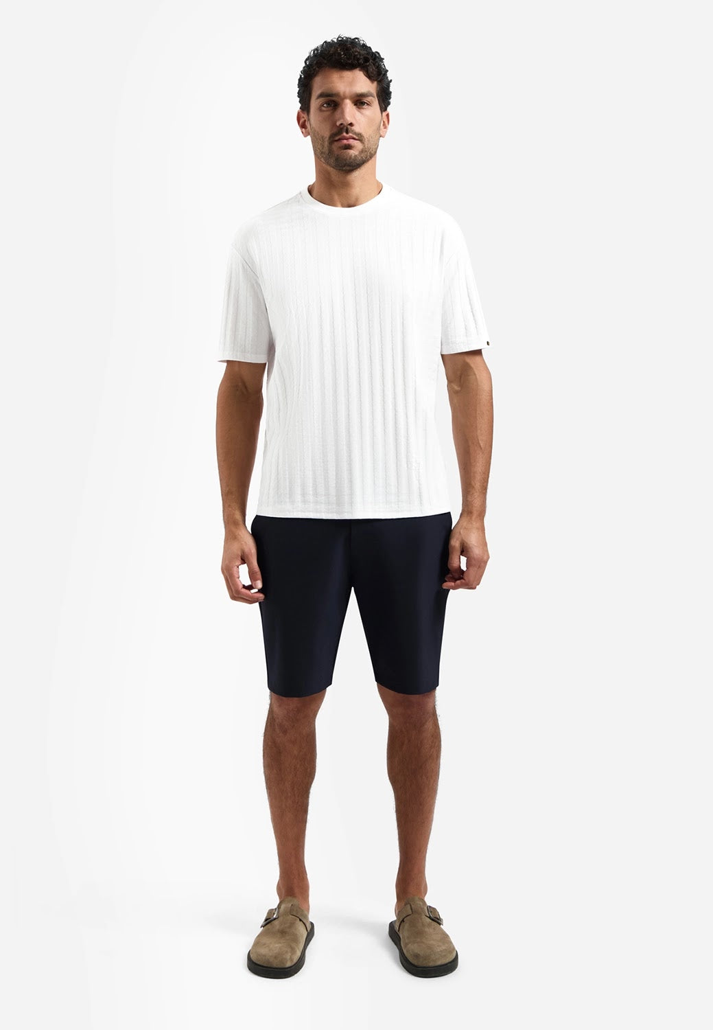 No Excess Textured Crew Neck Tee in White