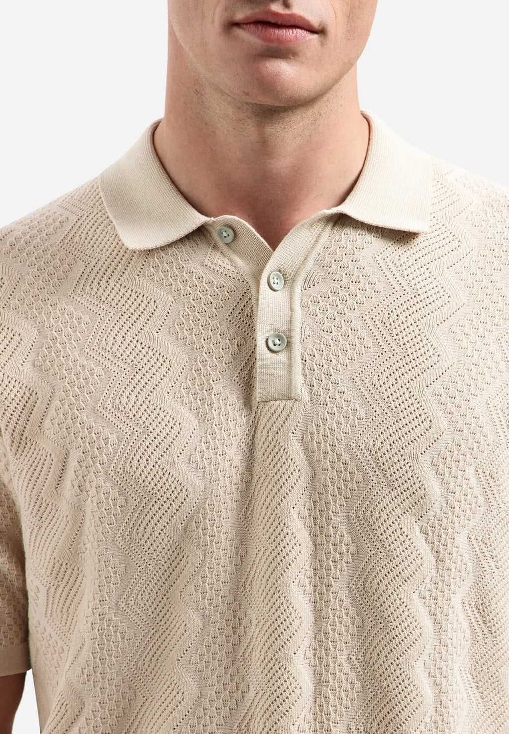 No Excess Textured Knit Polo in Desert
