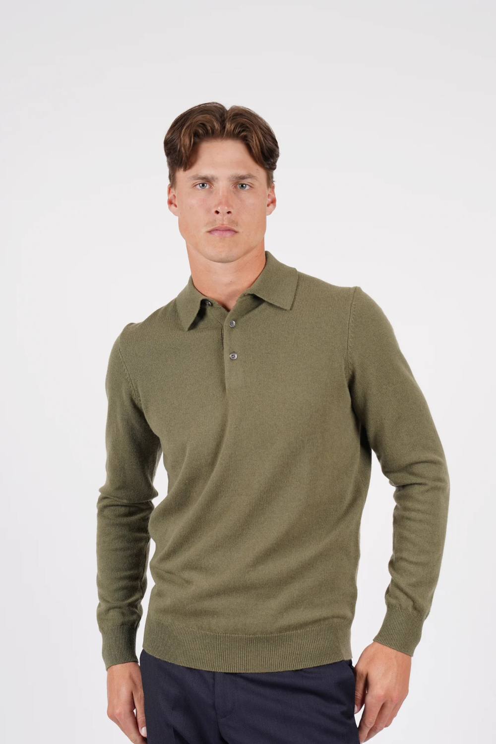 HARDY AMIES PURE MERINO WOOL L/S POLO