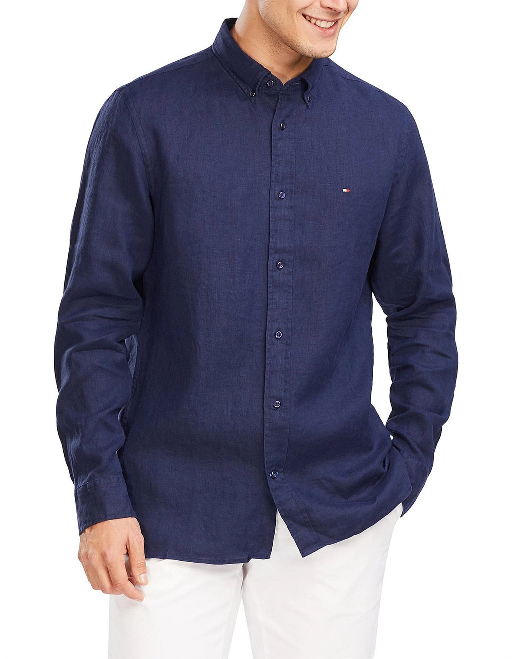 TOMMY HILFIGER PIGMENT DYED SOLID LINEN L/S SHIRT MW0MW34602