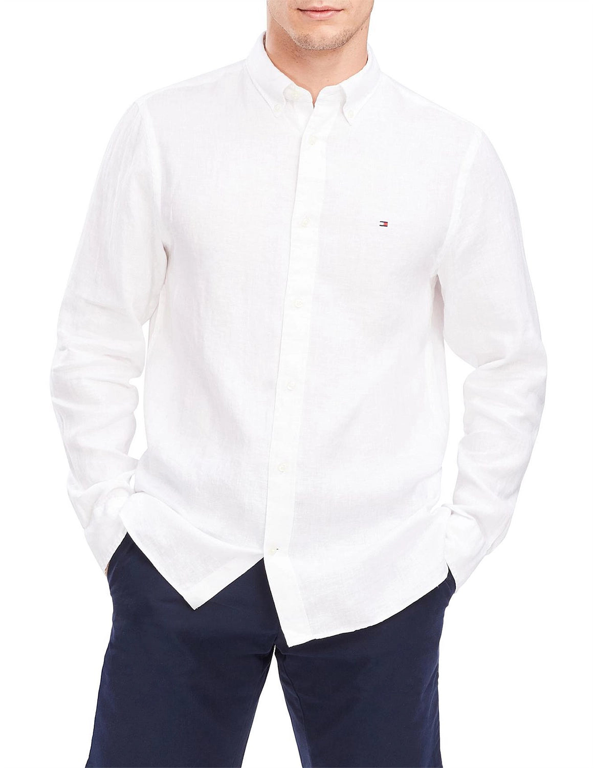 TOMMY HILFIGER PIGMENT DYED SOLID LINEN L/S SHIRT MW0MW34602