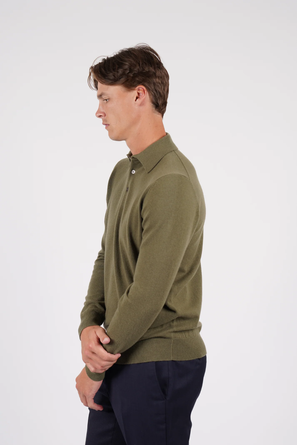 HARDY AMIES PURE MERINO WOOL L/S POLO