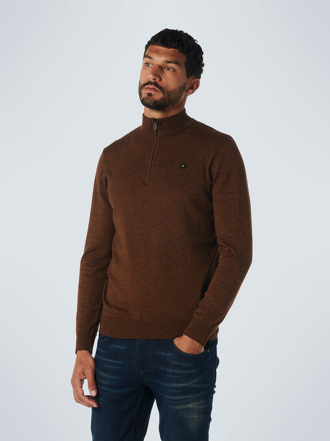 NO EXCESS PULLOVER 2 COLOURED MELANGE HALF ZIP 21210885SN