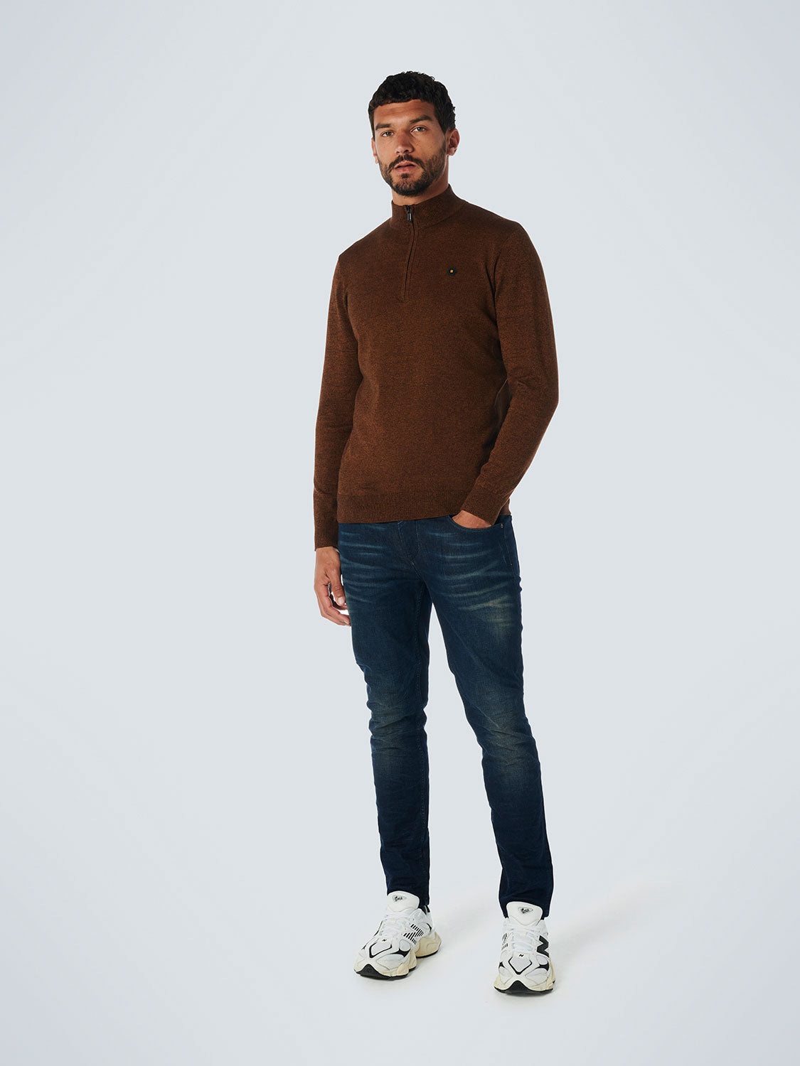 NO EXCESS PULLOVER 2 COLOURED MELANGE HALF ZIP 21210885SN