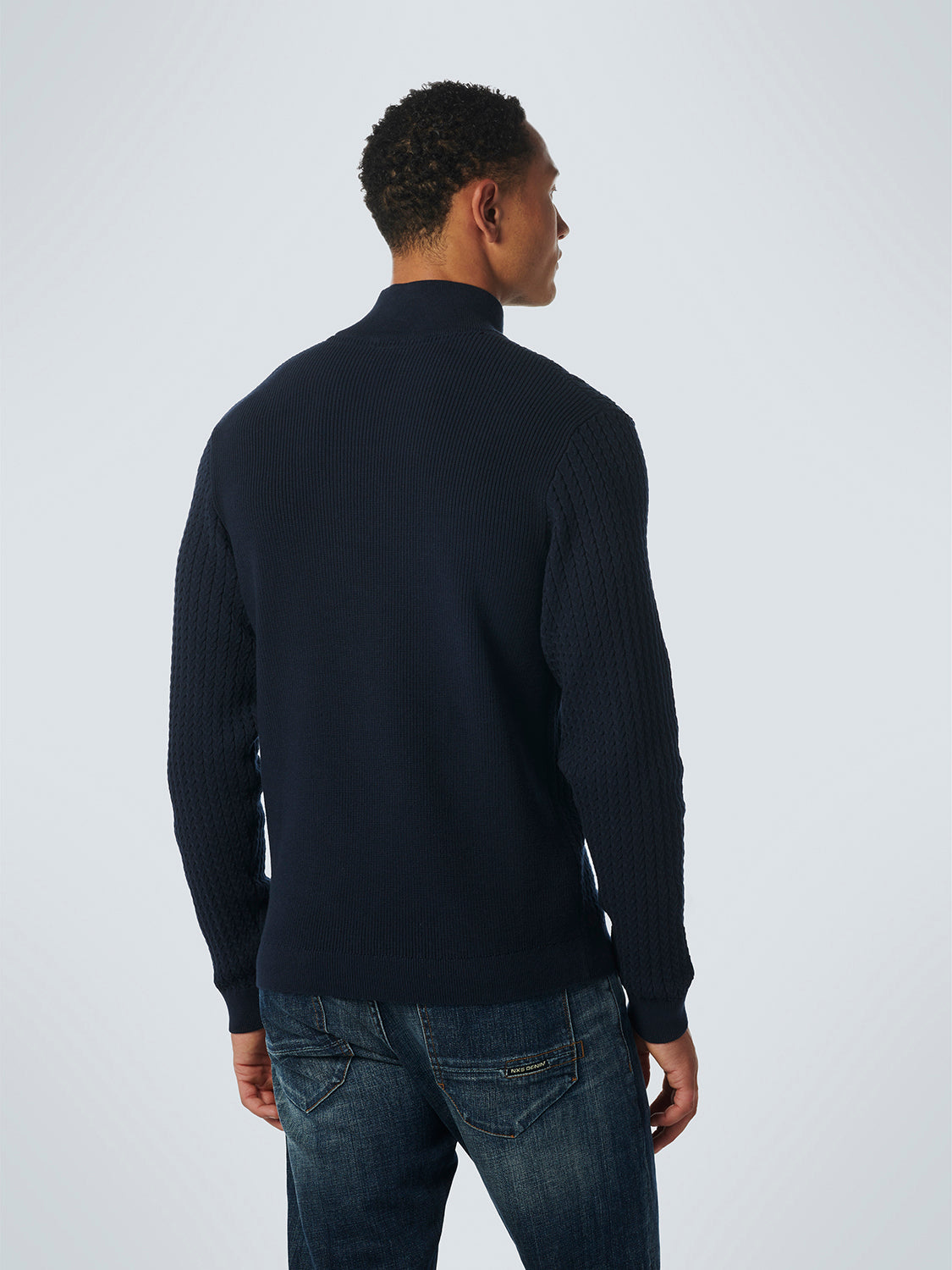 NO EXCESS HALF ZIP + BUTTON SOLID JACQUARD RIB KNIT 21230924