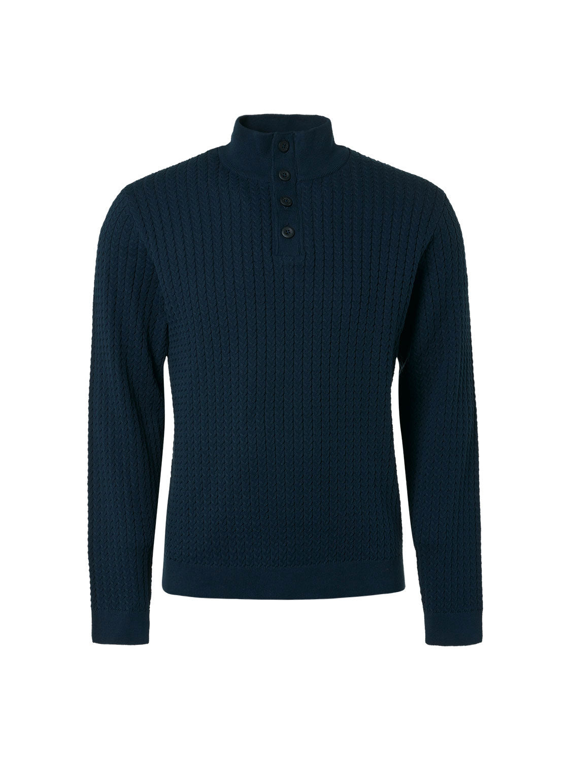 NO EXCESS HALF ZIP + BUTTON SOLID JACQUARD RIB KNIT 21230924