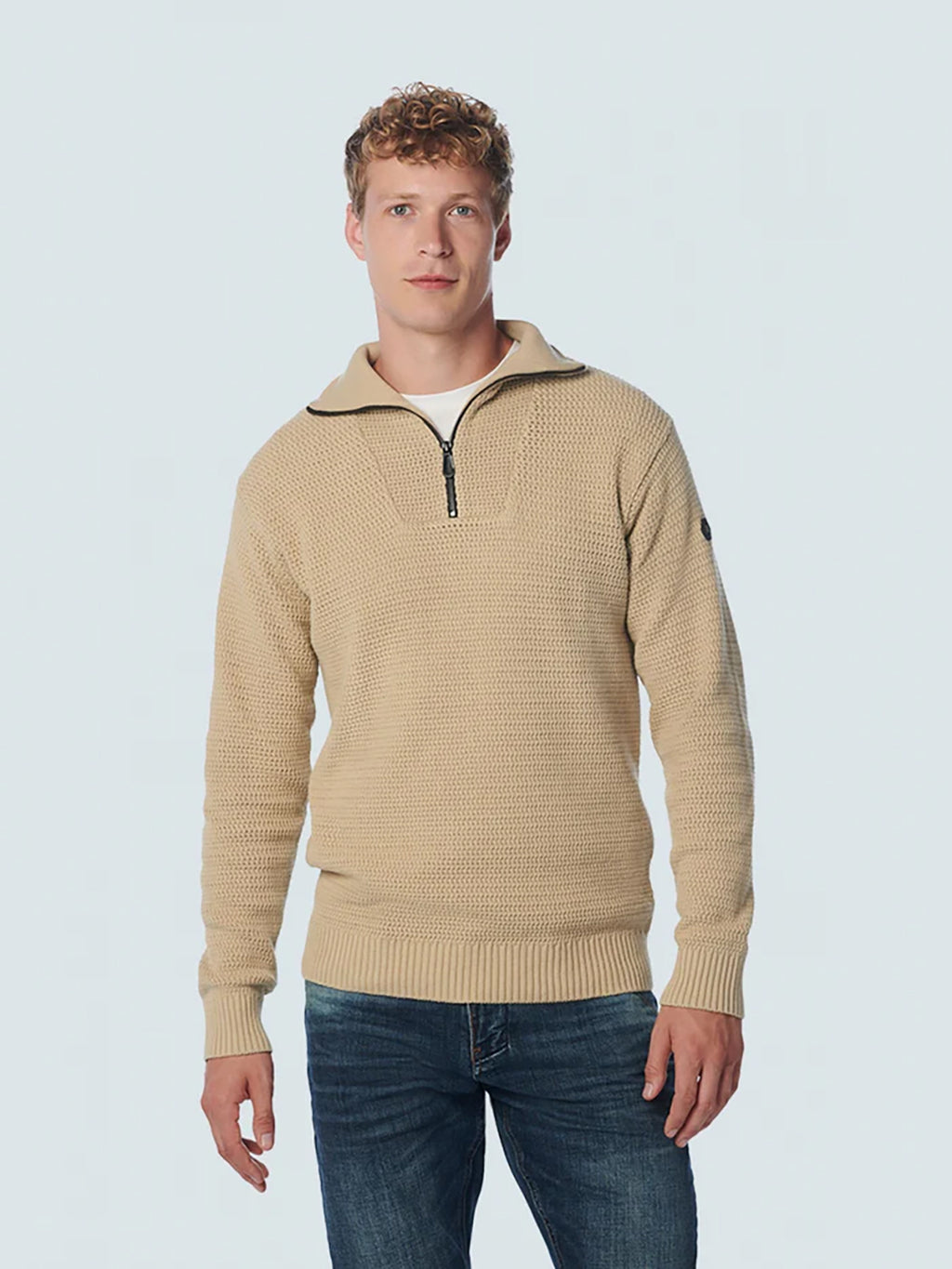 NO EXCESS PULLOVER HALF ZIPPER SOLID JACQUARD KNIT 21230932