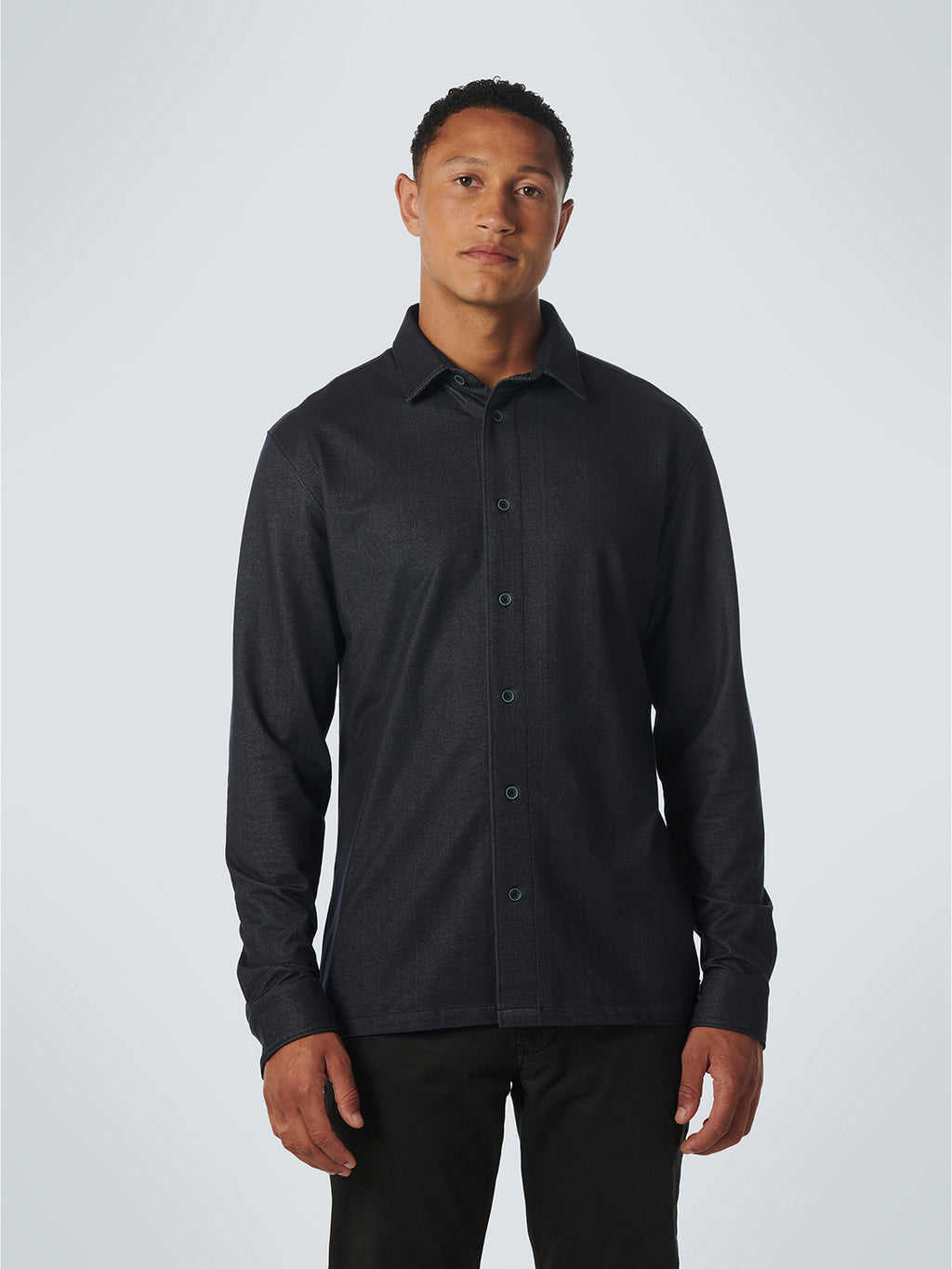 NO EXCESS STRETCH JERSEY INDIGO LOOK L/S SHIRT 21410986