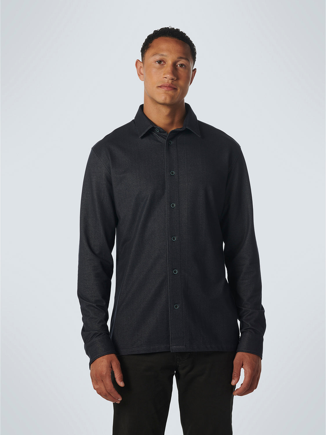 NO EXCESS STRETCH JERSEY INDIGO LOOK L/S SHIRT 21410986