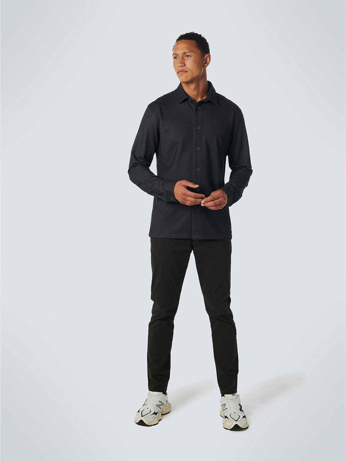 NO EXCESS STRETCH JERSEY INDIGO LOOK L/S SHIRT 21410986