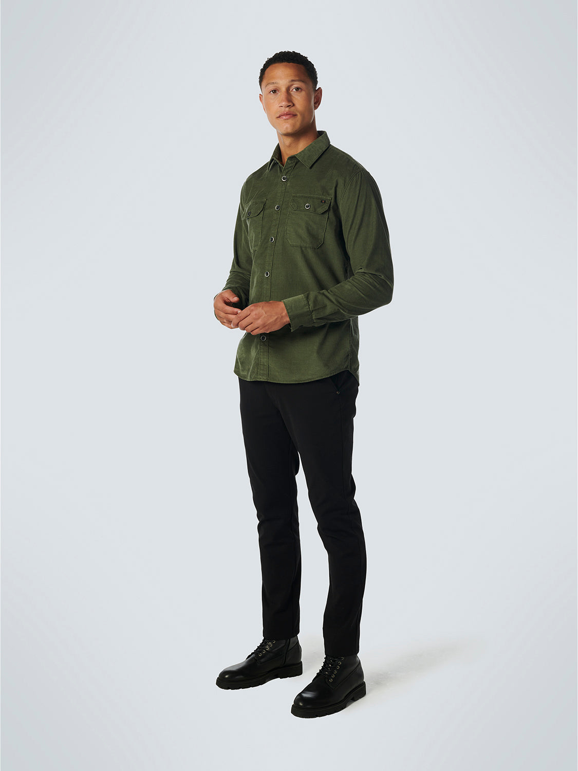 NO EXCESS SOLID CORDUROY 2 POCKET L/S SHIRT 21430837SN