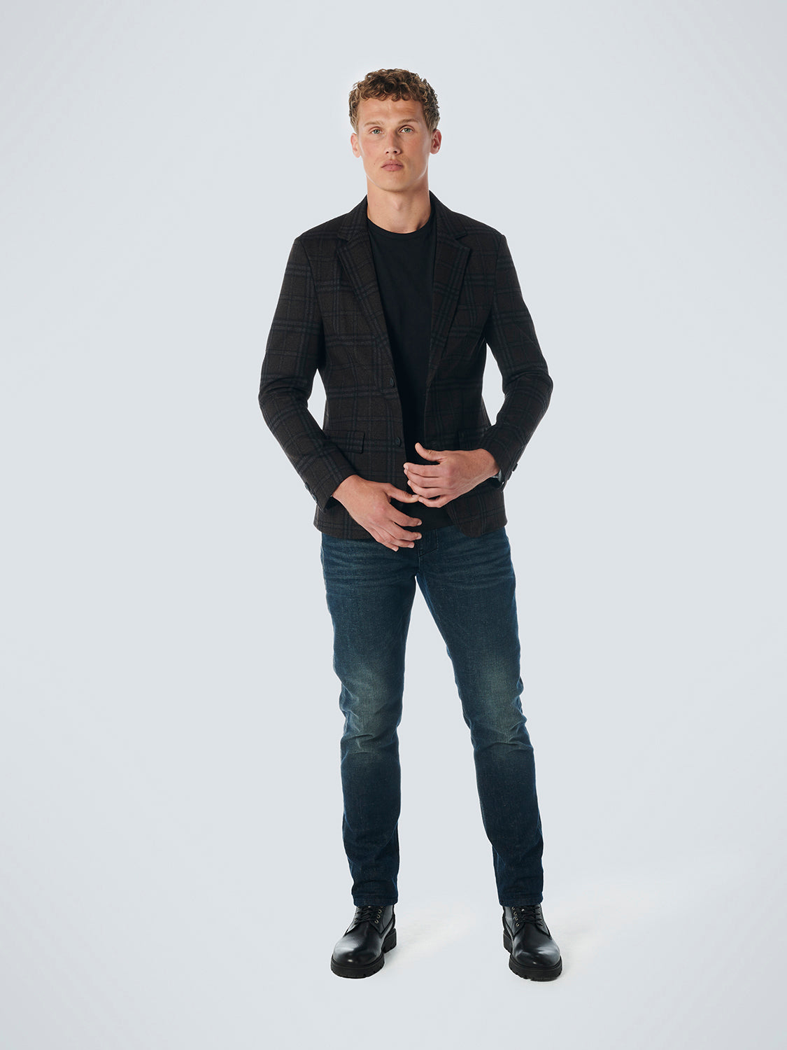 NO EXCESS JERSEY STRETCH CHECK BLAZER 21910906