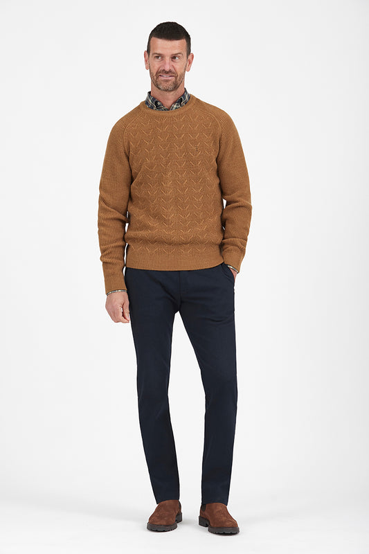 FLORENTINO WOOL BLEND CABLE RIB CREW NECK KNIT 222417