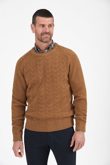 FLORENTINO WOOL BLEND CABLE RIB CREW NECK KNIT 222417