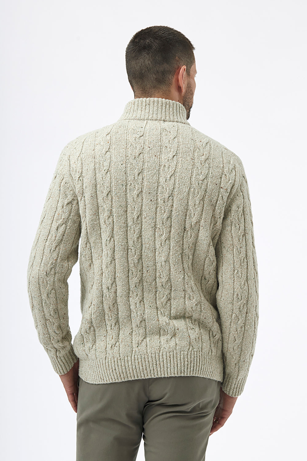 FLORENTINO WOOL BLEND 1/2 ZIP NECK CABLE KNIT 320611