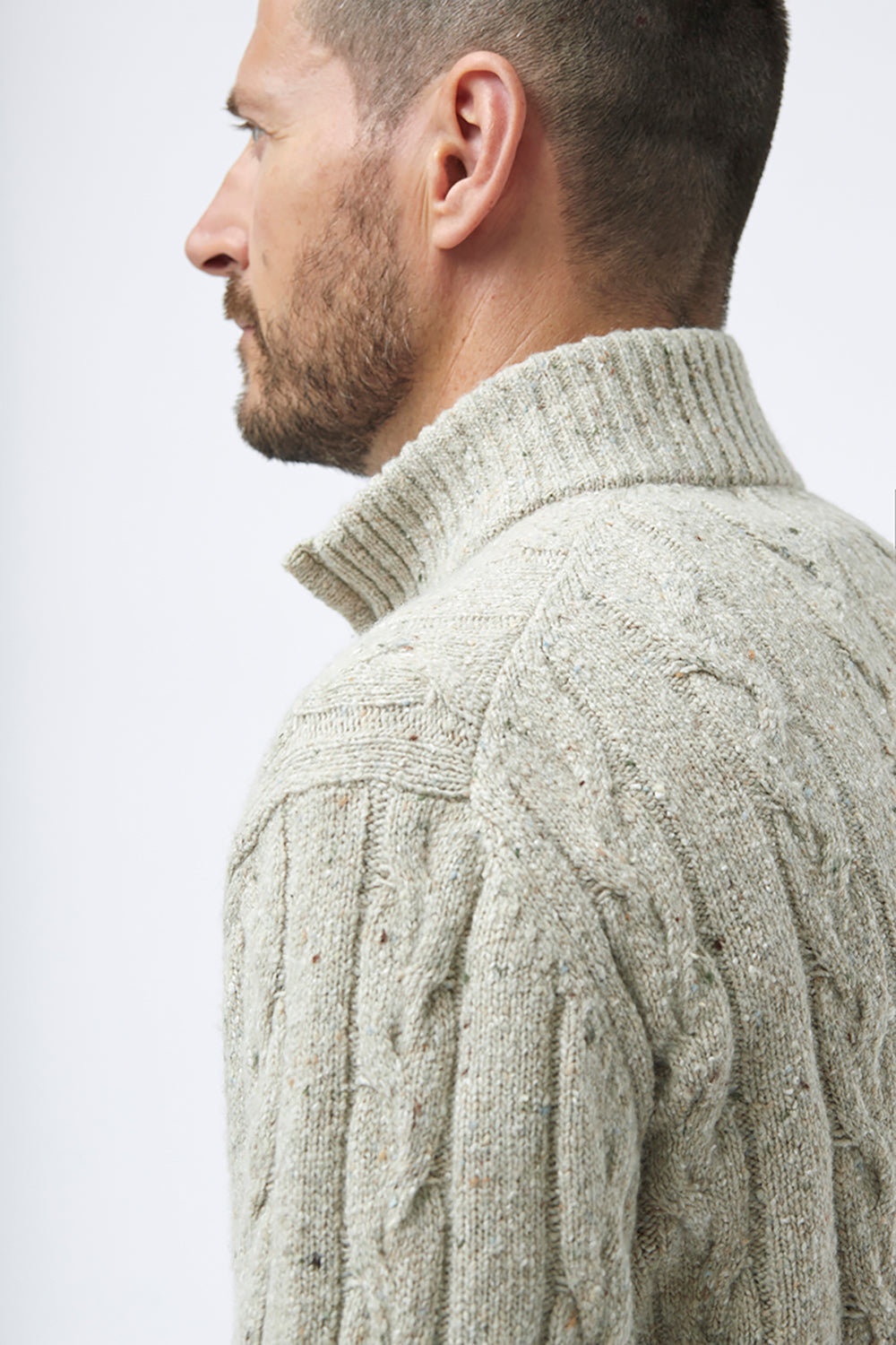 FLORENTINO WOOL BLEND 1/2 ZIP NECK CABLE KNIT 320611