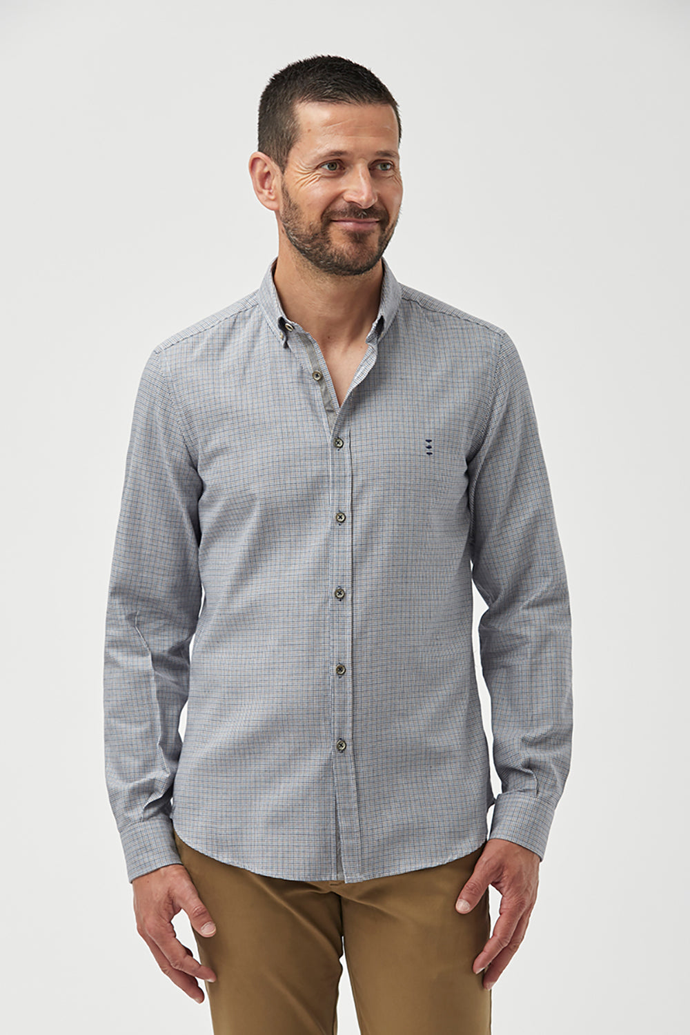 FLORENTINO COTTON L/S BUTTON DOWN HOUNDSTOOTH SHIRT 320805