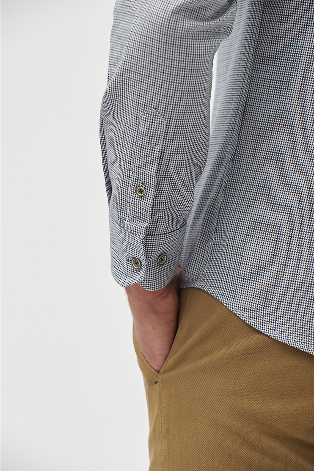 FLORENTINO COTTON L/S BUTTON DOWN HOUNDSTOOTH SHIRT 320805