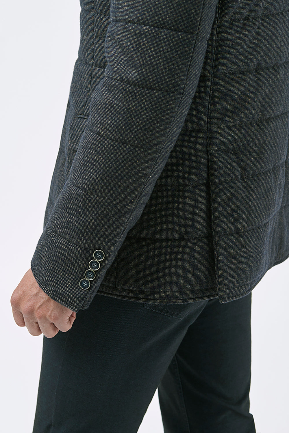 FLORENTINO QUILTED ZIP NECK WOOL BLEND JACKET 320302