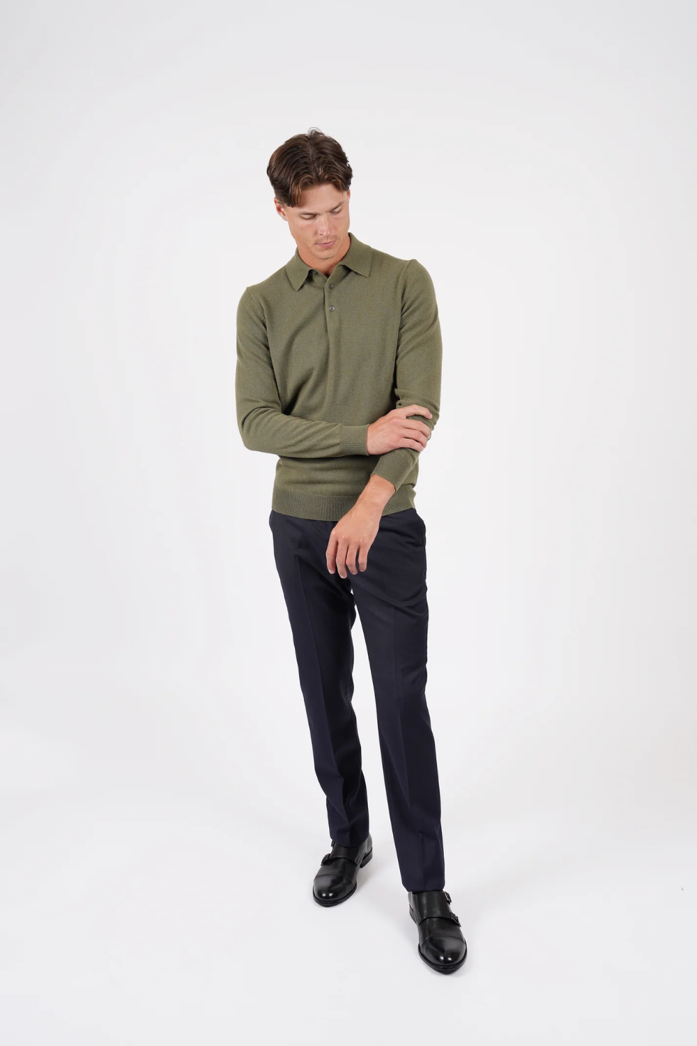 HARDY AMIES PURE MERINO WOOL L/S POLO