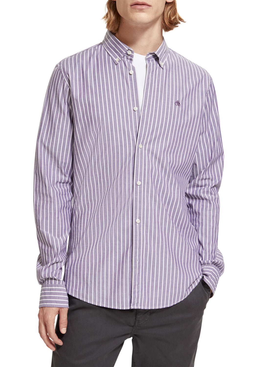SCOTCH & SODA ESSENTIAL POPLIN STRIPE SHIRT 174521