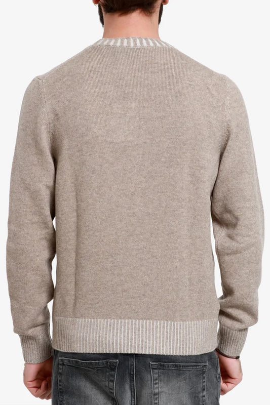 GRAN SASSO ITALIAN WOOL CASHMERE RIBBED CREW NECK 23155
