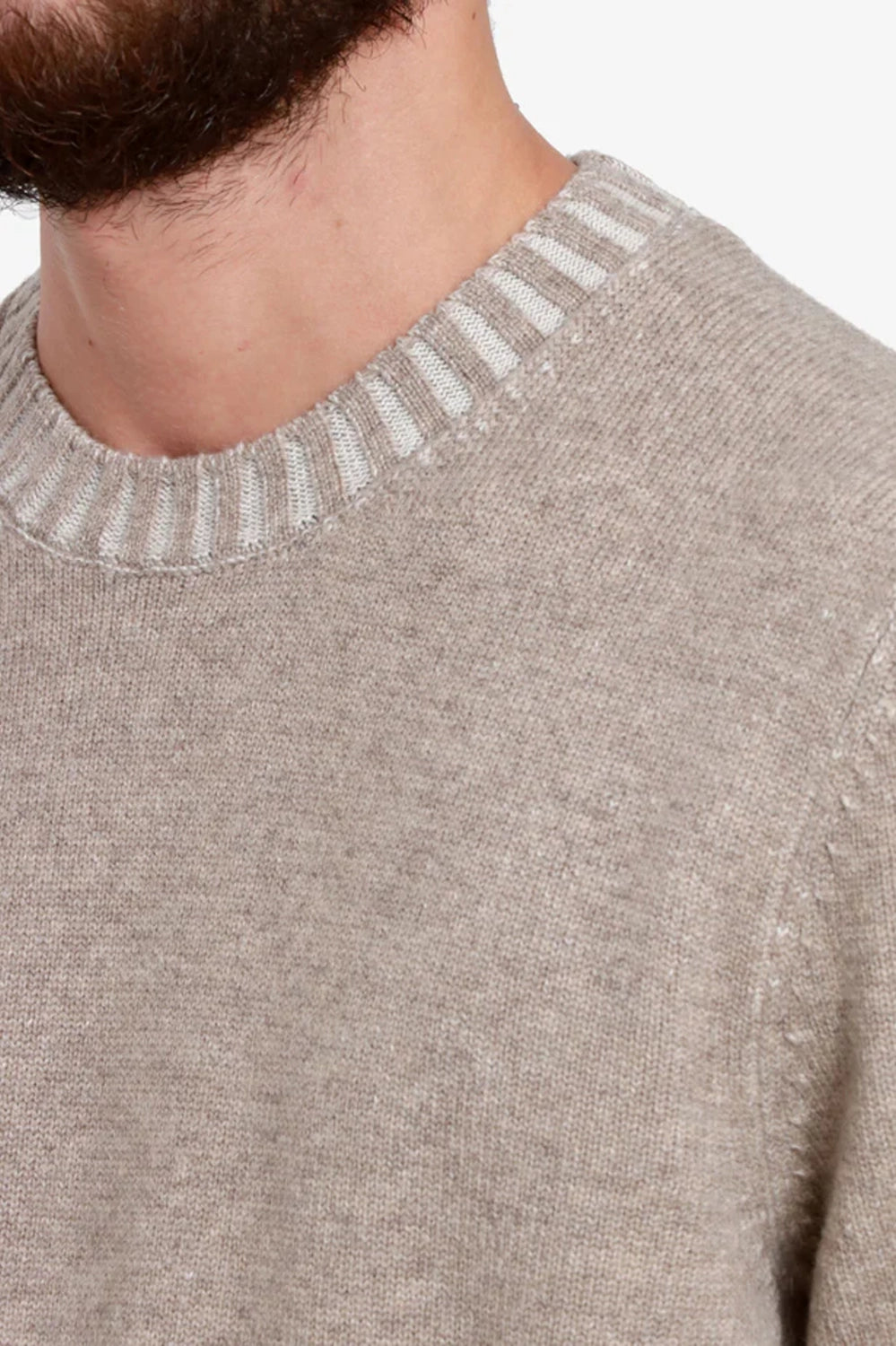 GRAN SASSO ITALIAN WOOL CASHMERE RIBBED CREW NECK 23155
