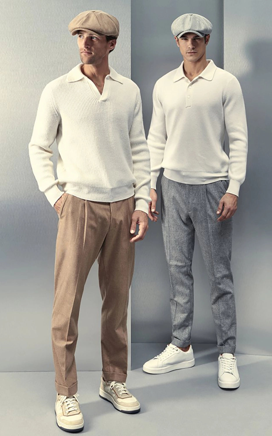 GRAN SASSO ITALIAN WOOL RIBBED TENNIS L/S SKIPPER COLLAR KNIT 23163