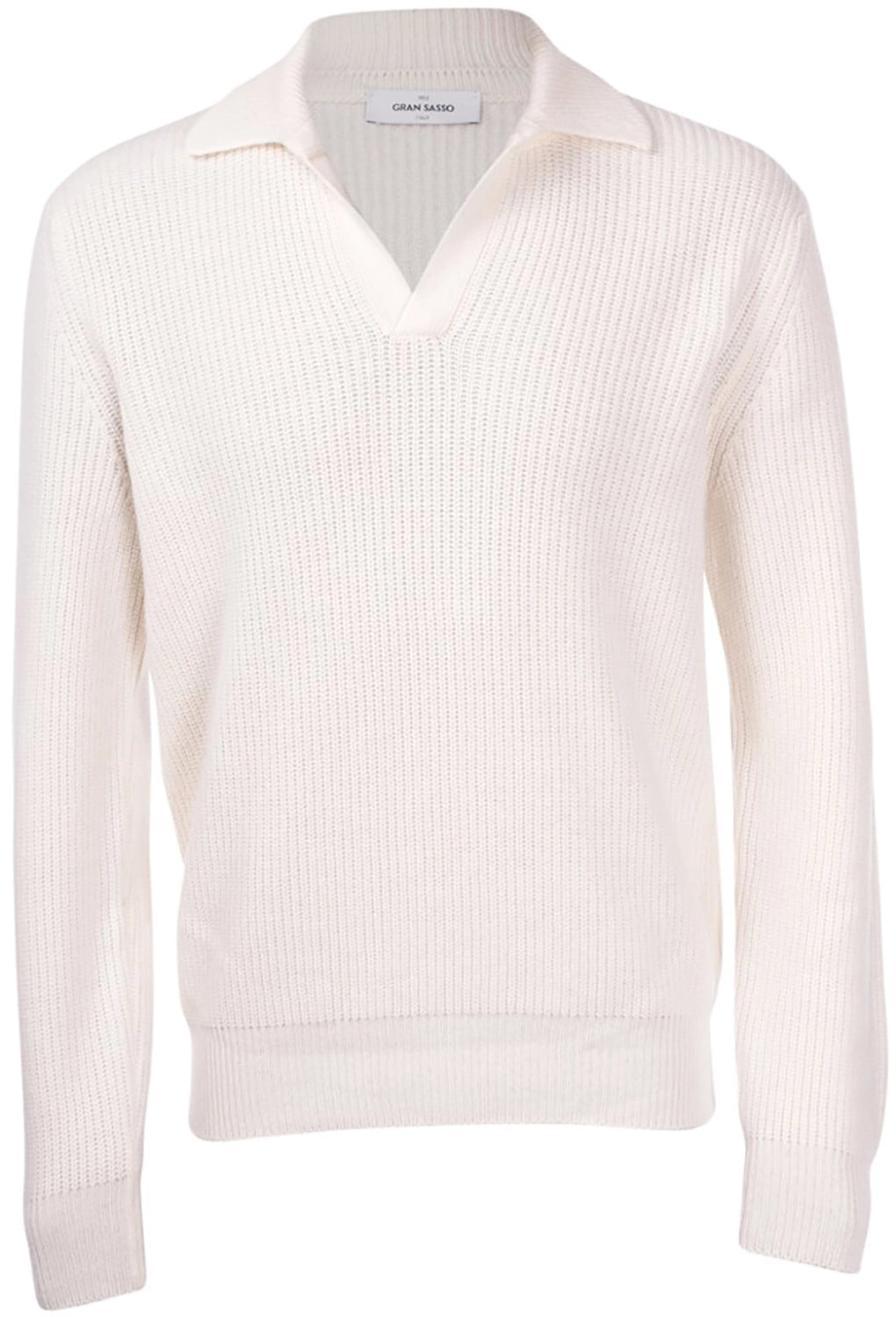 GRAN SASSO ITALIAN WOOL RIBBED TENNIS L/S SKIPPER COLLAR KNIT 23163