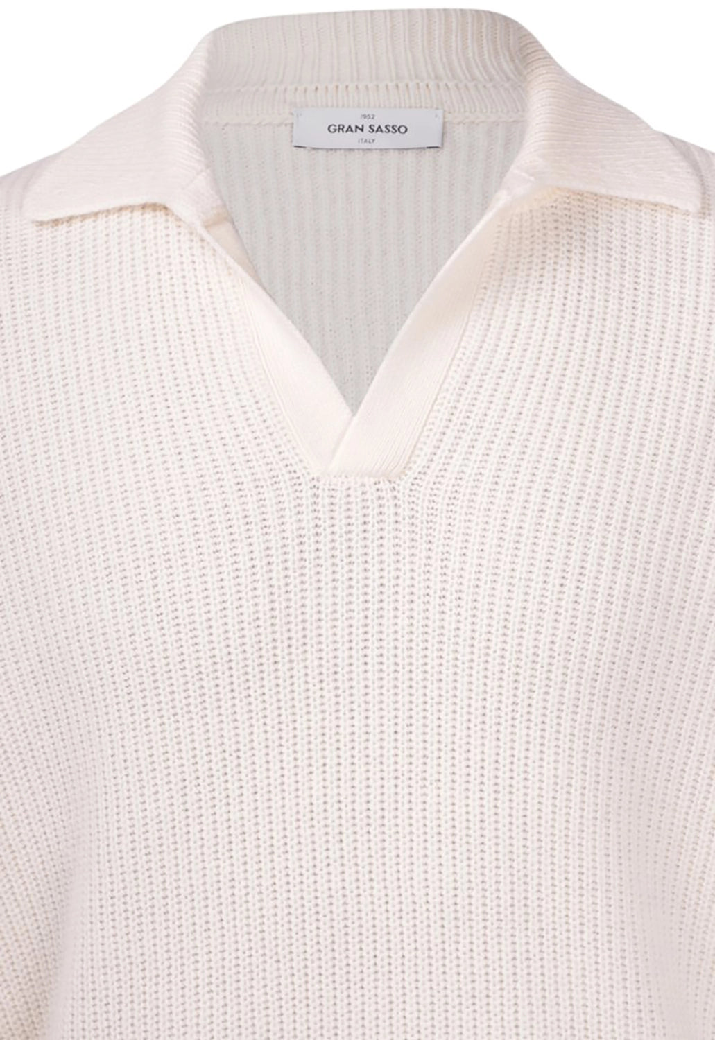GRAN SASSO ITALIAN WOOL RIBBED TENNIS L/S SKIPPER COLLAR KNIT 23163