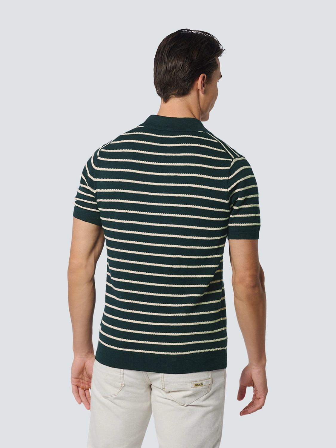 NO EXCESS LINEN BLEND S/S JOHNNY COLLAR KNITTED POLO 23210242