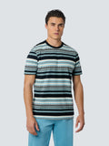 NO EXCESS MULTI STRIPE PRINT CREWNECK T-SHIRT 23350352