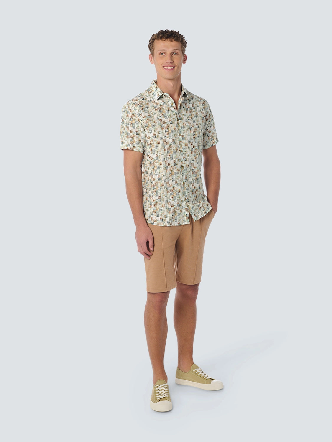 NO EXCESS ALL OVER PRINT LINEN BLEND S/S SHIRT 23440305