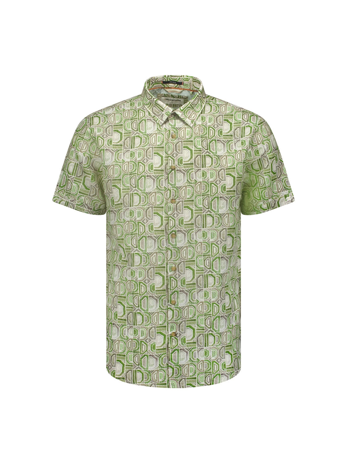 NO EXCESS ALL OVER PRINT LINEN BLEND S/S SHIRT 23440307