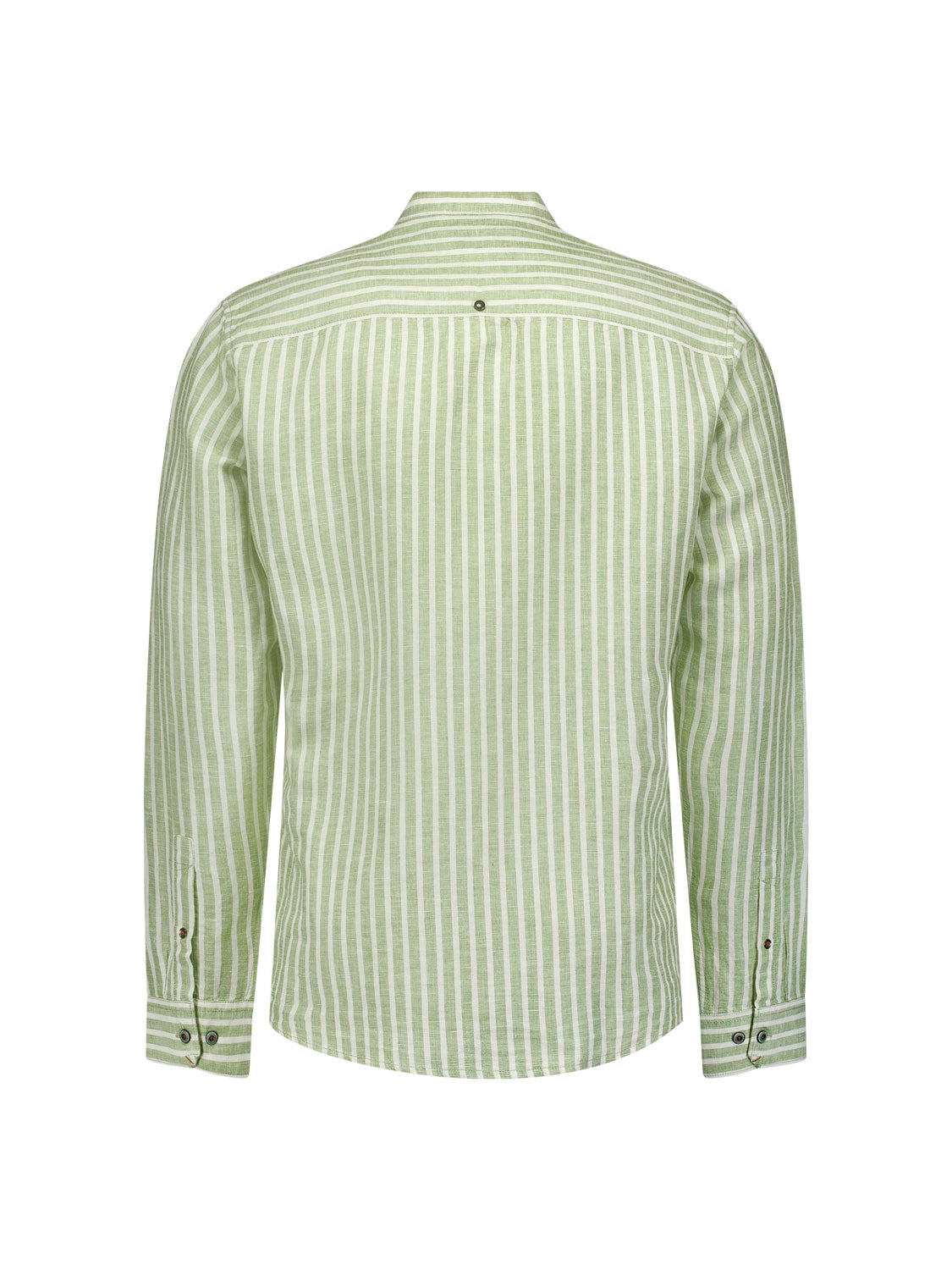 NO EXCESS LINEN BLEND WIDE STRIPE GRANDAD COLLAR L/S SHIRT 23450202