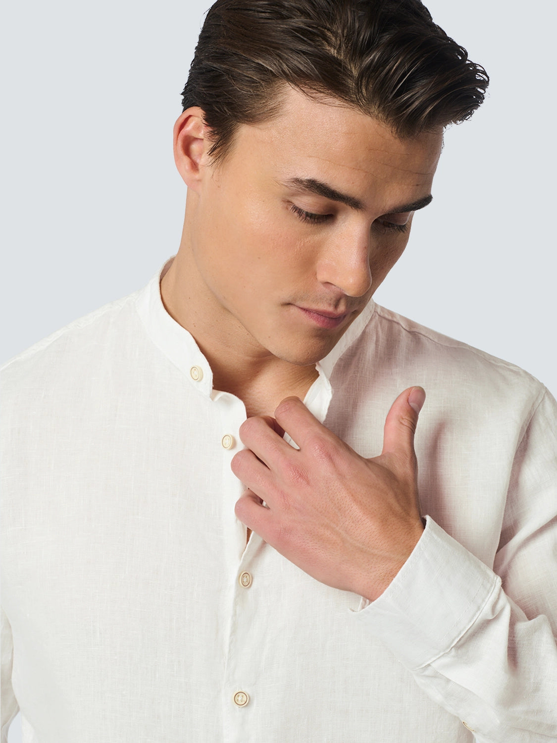 NO EXCESS PURE LINEN GRANDAD COLLAR L/S SHIRT 23470214SN