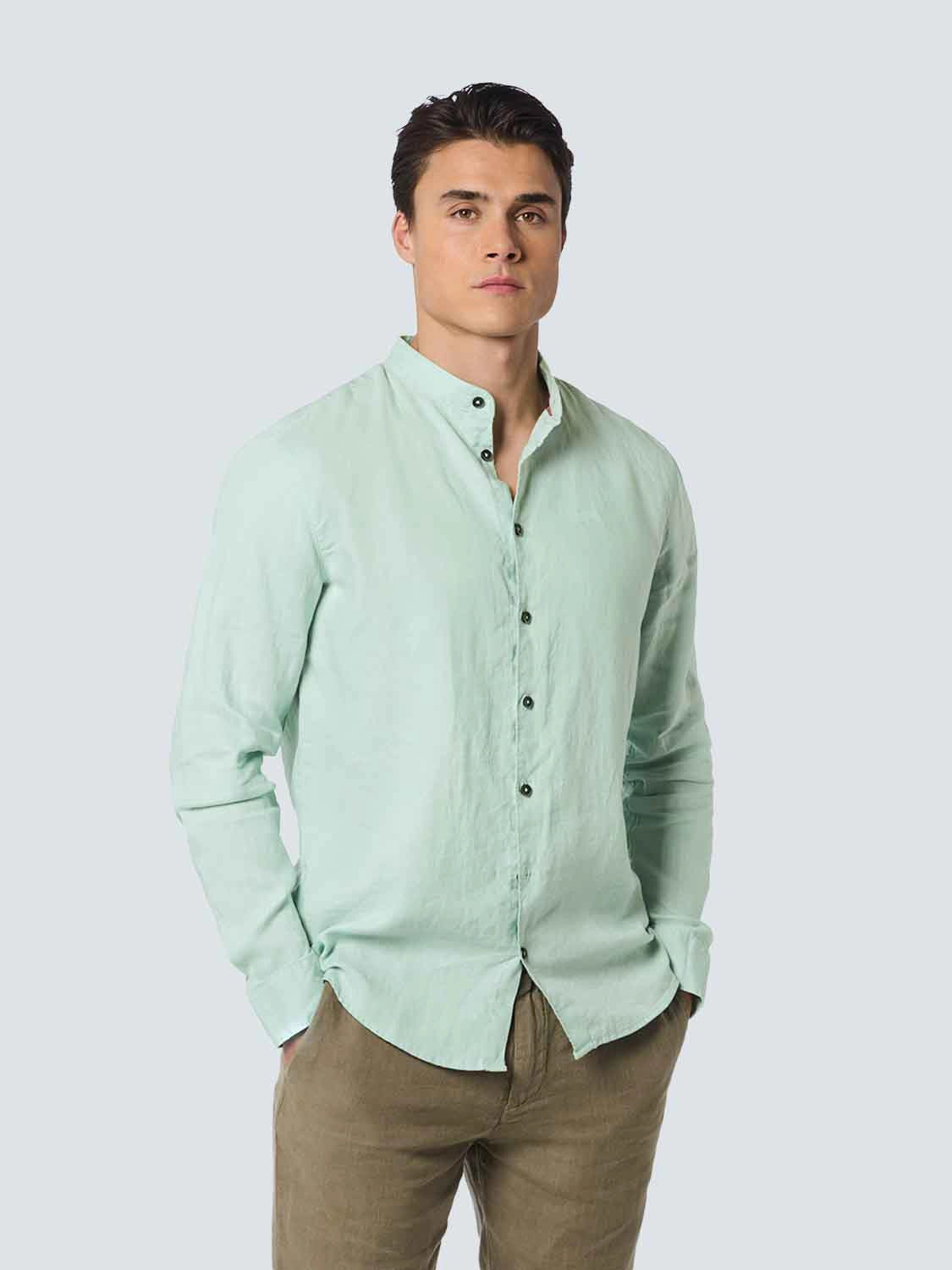 NO EXCESS PURE LINEN GRANDAD COLLAR L/S SHIRT 23470214SN