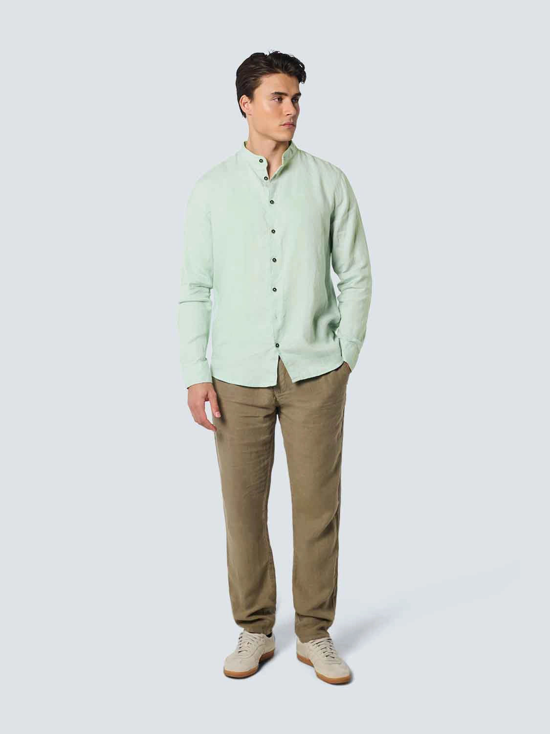 NO EXCESS PURE LINEN GRANDAD COLLAR L/S SHIRT 23470214SN