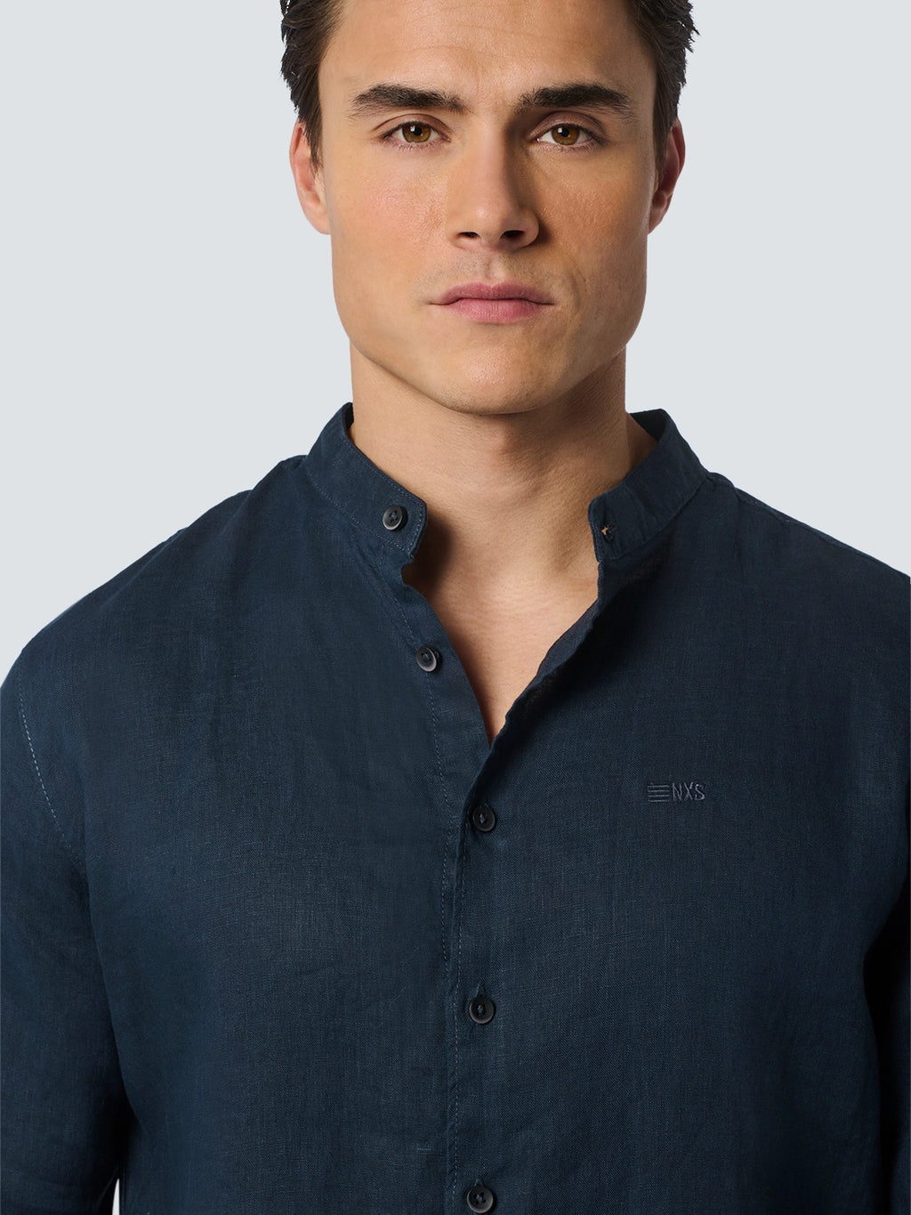 NO EXCESS PURE LINEN GRANDAD COLLAR L/S SHIRT 23470214SN