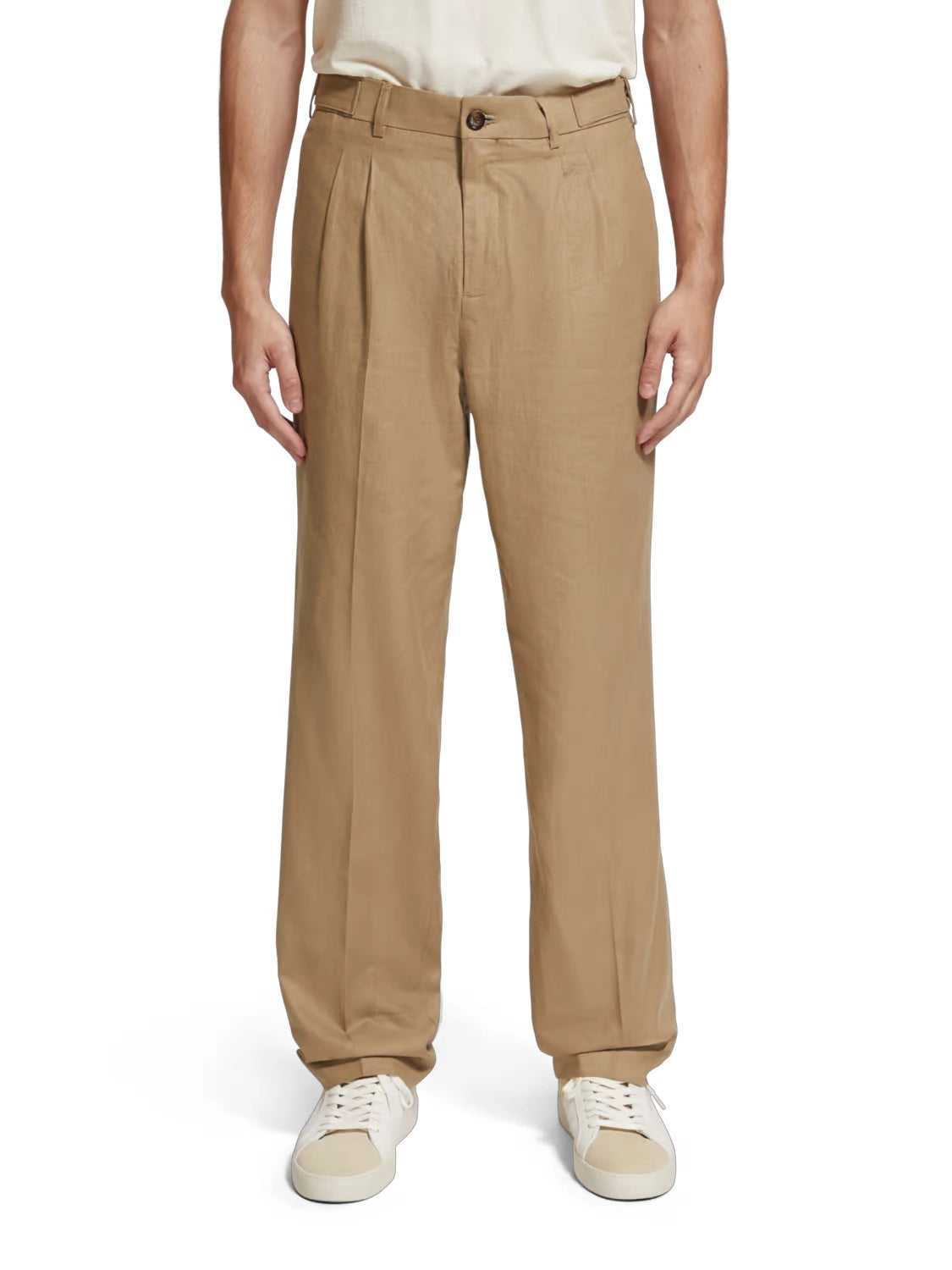 SCOTCH & SODA STRAIGHT FIT PLEATED LINEN BLEND CHINO 176981