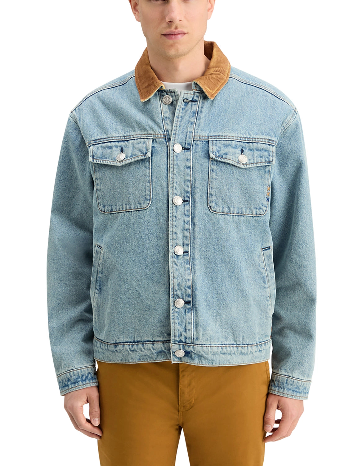 SCOTCH & SODA CORD COLLAR TEDDY LINED DENIM TRUCKER JACKET 178621