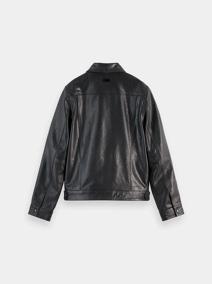SCOTCH & SODA LEATHER TRUCKER JACKET 178624